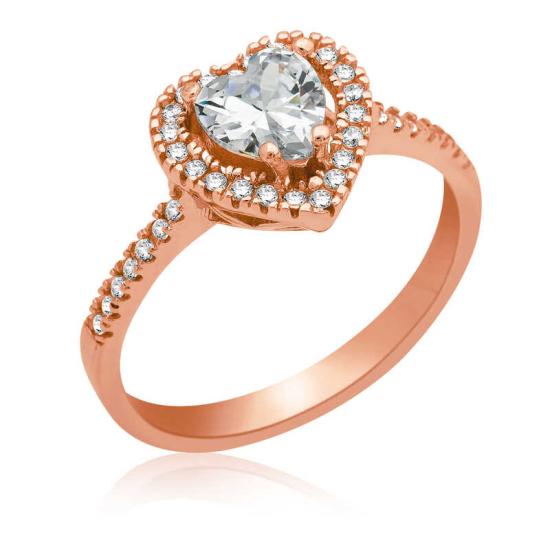 Silver Rose Heart Women’s Ring