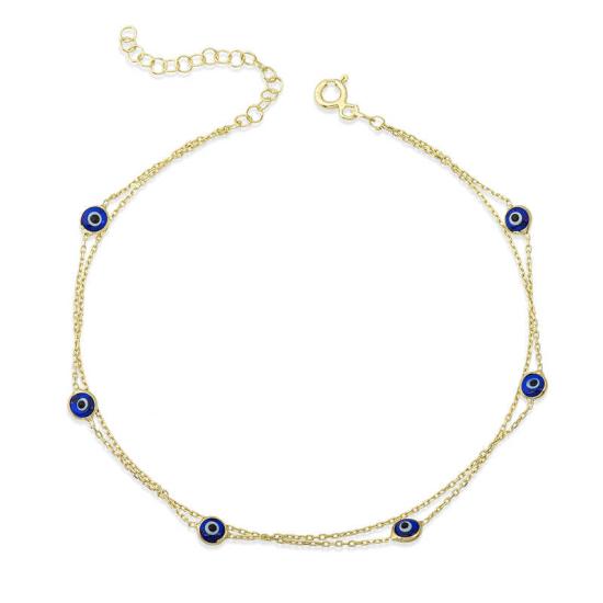 Silver Gold Double Chain Evil Eye Women’s Bracelet