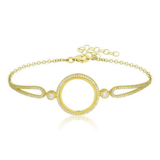 Gold Plated Women’s Bracelet with Silver Quarter Attachment
