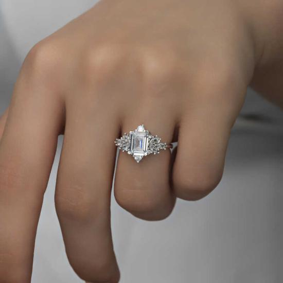 Silver White Baguette Stone Women’s Ring