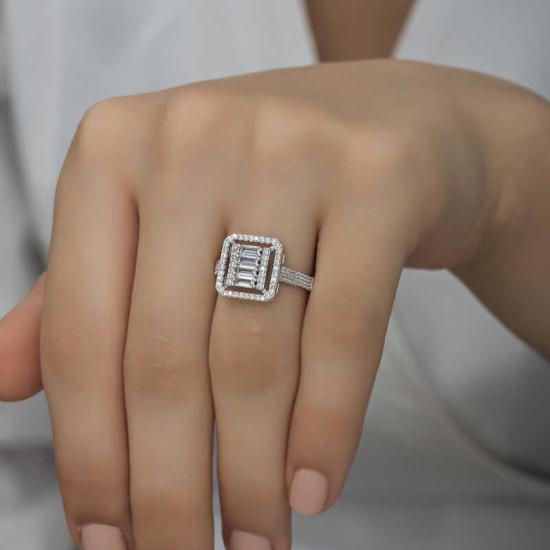 Silver Baguette Cut Women’s Ring