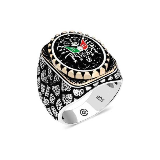 Silver Ottoman Coat of Arms Oval Men’s Ring