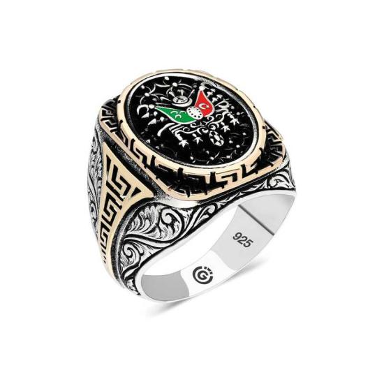 Silver Ottoman Coat of Arms Oval Men’s Ring