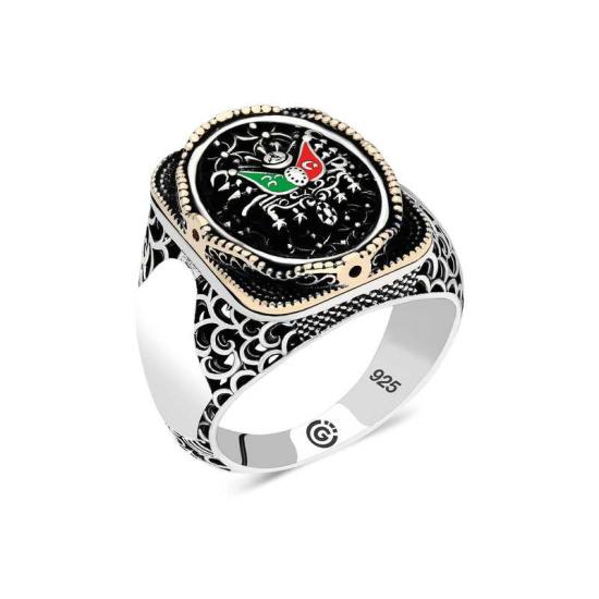 Silver Ottoman Coat of Arms Oval Men’s Ring