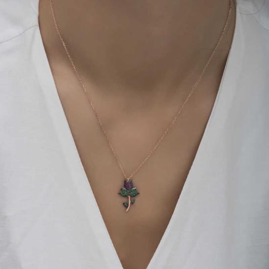 Silver Rose Tulip Women’s Necklace