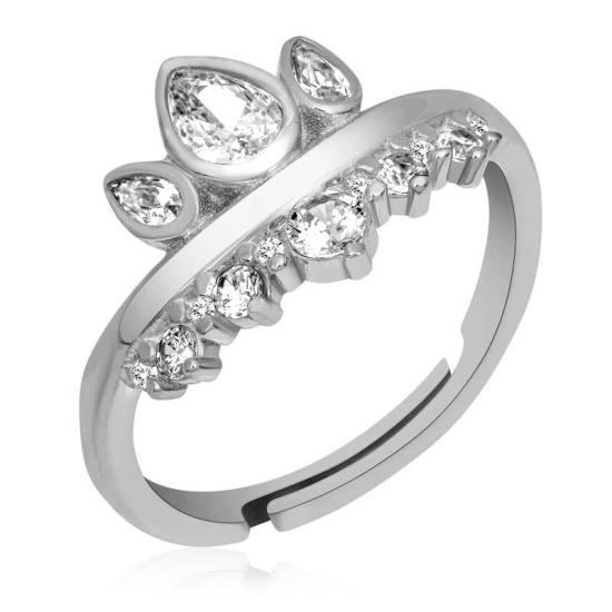 Silver Adjustable Queen Crown Women’s Ring