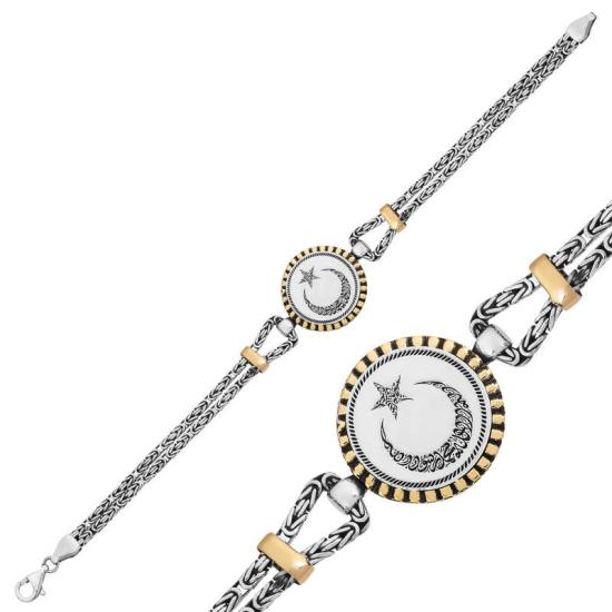 Silver Crescent Star Men’s Bracelet