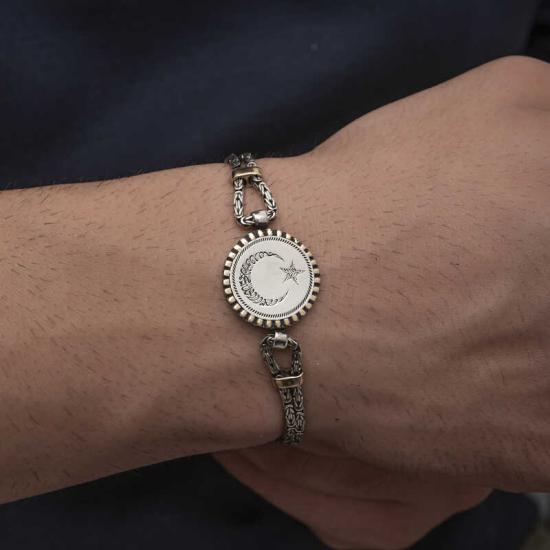 Silver Crescent Star Men’s Bracelet