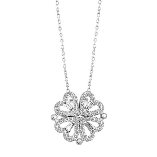 Silver Heart Clover Women’s Necklace