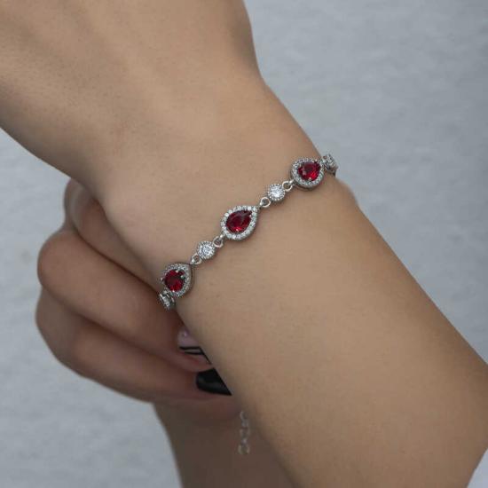 Silver Drop Red Stone Waterway Women’s Bracelet