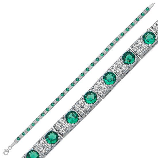 Silver Green White Stone Waterway Women’s Bracelet