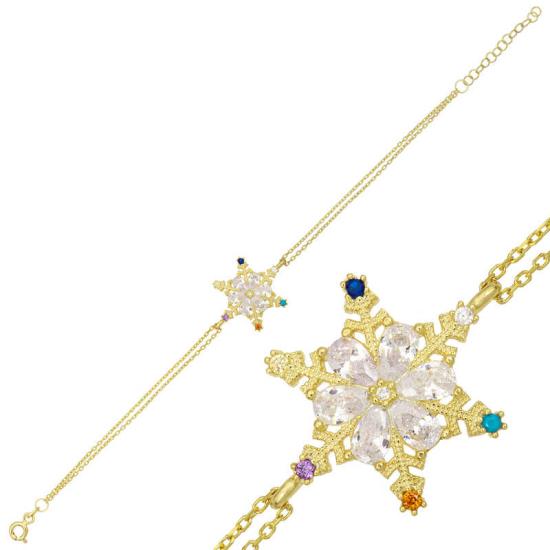 Silver Gold Color Stone Snowflake Women’s Bracelet