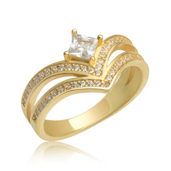 Silver Gold Single Stone Women’s Ring