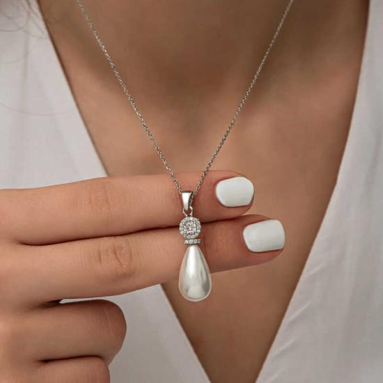 Silver Drop Pearl Women’s Necklace