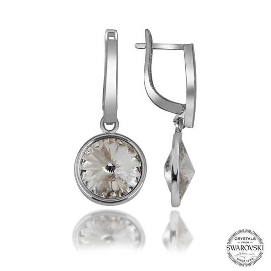 Swarovski Crystal Stone Silver White Dangle Women’s Earrings