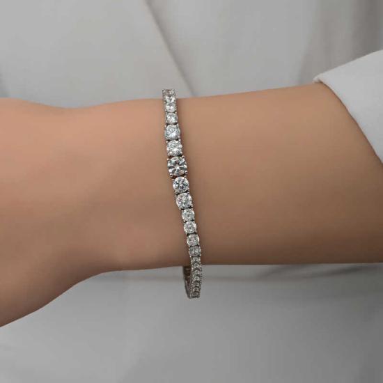Silver Waterway Bracelet with White Stones