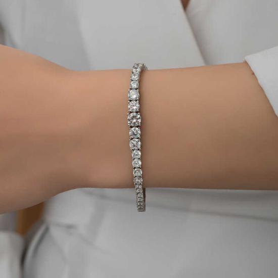 Silver Waterway Bracelet with White Stones