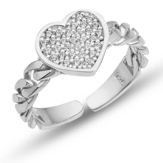 Adjustable Silver Heart Women’s Ring
