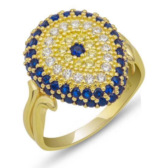 Silver Gold Drop Evil Eye Women’s Ring