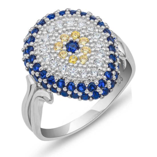 Silver Drop Evil Eye Women’s Ring