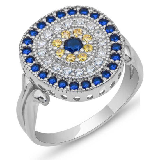 Silver Oval Evil Eye Women’s Ring