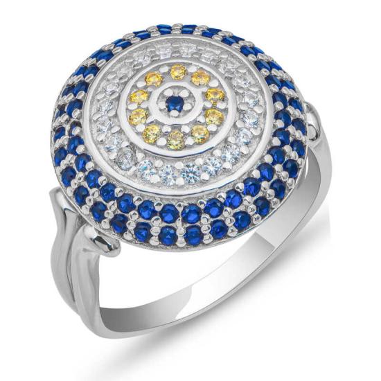 Silver Round Evil Eye Women’s Ring
