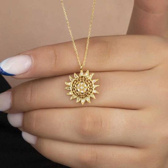 Silver Gold Sun Women’s Necklace