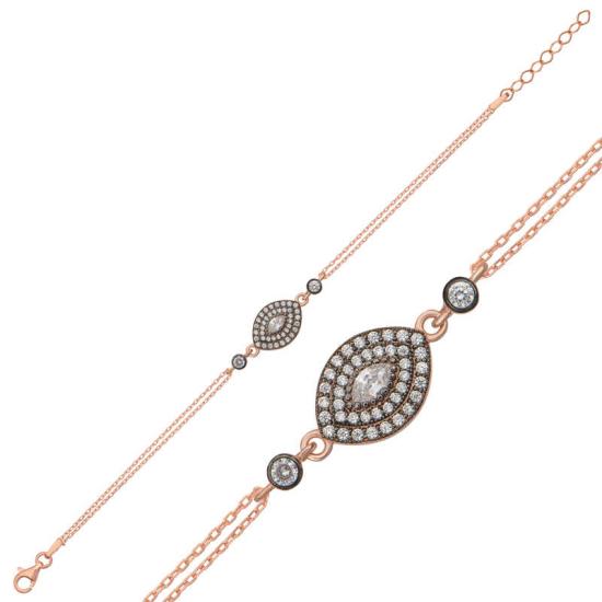 Silver Rose Drop Diamond Mounted Women’s Bracelet