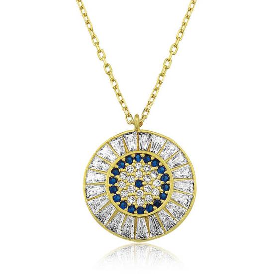 ​Gümüş Gold Baget Taşlı Nazar Kadın Kolye