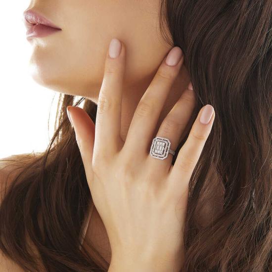 Silver Baguette Cut Women’s Ring