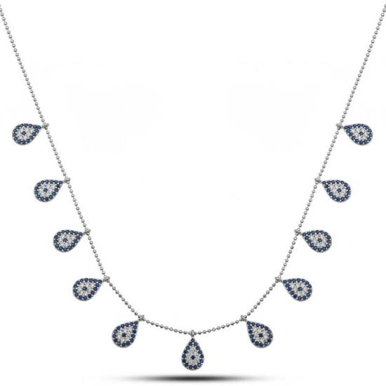 Gümüş Damla Nazarlı Şans Kadın Kolye