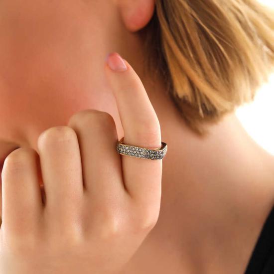 Silver 3 Row Square Eternity Ring for Women