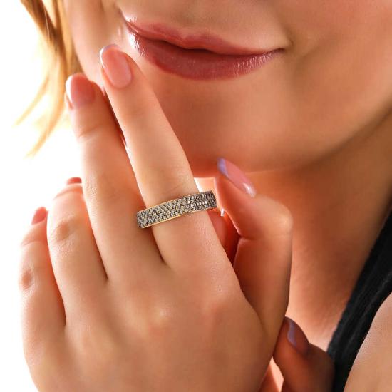 Silver 4 Row Square Eternity Ring for Women