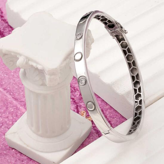 Silver Stone Screw Women’s Bracelet