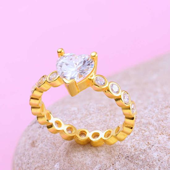 Silver Gold Heart Women’s Ring
