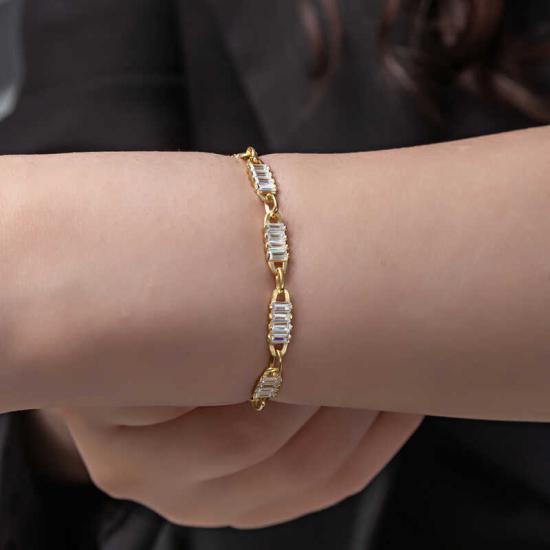 Silver Gold Baguette Stone Women’s Bracelet