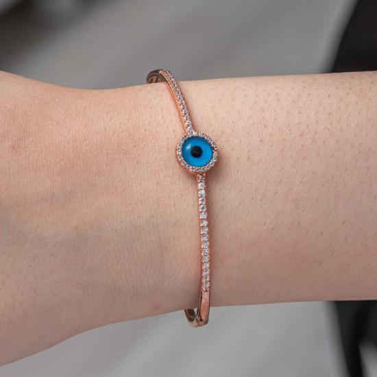 Silver Rose Evil Eye Women’s Bracelet