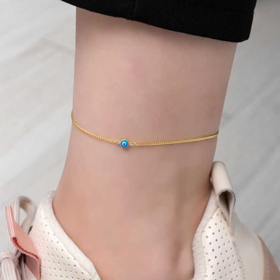 Silver Gold Evil Eye Beaded Anklet