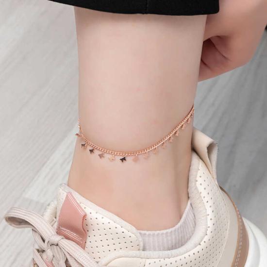 Silver Rose Butterfly Anklet