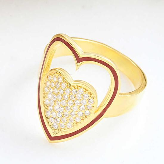 Silver Gold White Stone Heart Women’s Ring