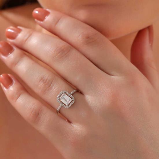Silver White Baguette Stone Women’s Ring