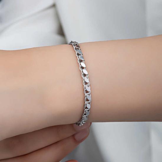 Silver Sequined Chain Bracelet for Women