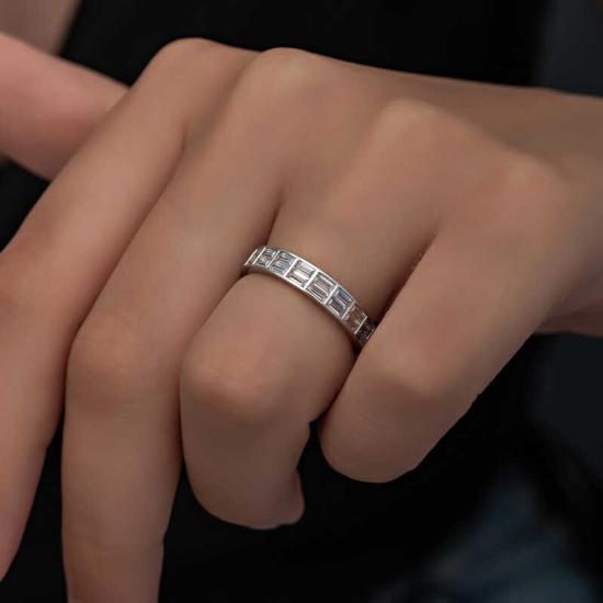 Silver Sequential Baguette Stone Women’s Ring