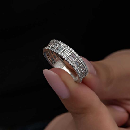 Silver Sequential Baguette Stone Women’s Ring