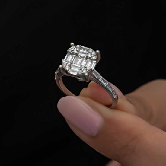Silver Baguette Stone Women’s Ring