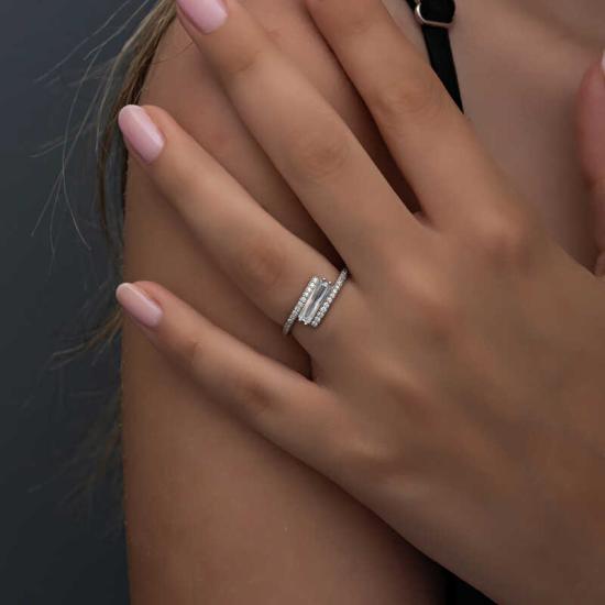 Silver Baguette Stone Women’s Ring