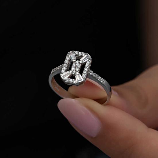 Silver Baguette Stone Women’s Ring