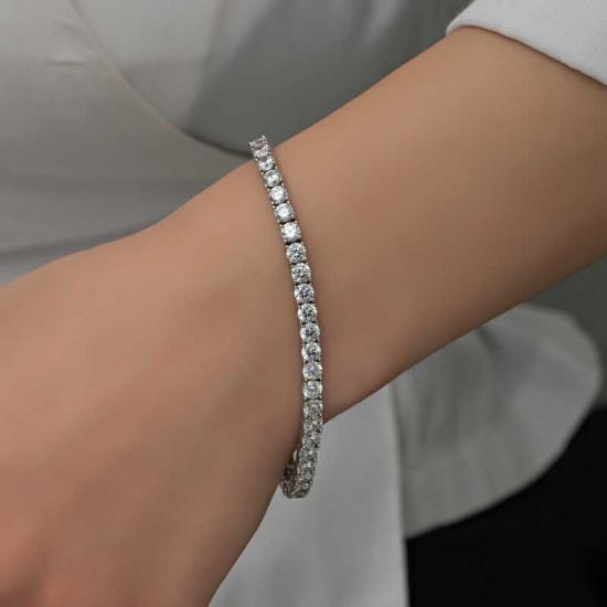 Silver 6 mm White Stone Waterway Women’s Bracelet