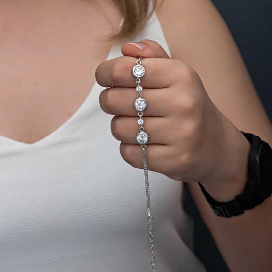 Silver Round Stone Women’s Bracelet