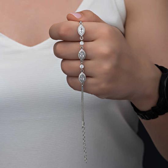Silver Shuttle Zircon Stone Women’s Bracelet